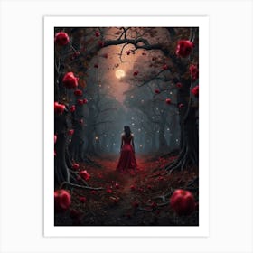 Girl In A Red Dress Art Print