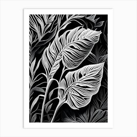 Rice Leaf Linocut Art Print