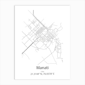 Manati,Cuba Minimalist Map Art Print