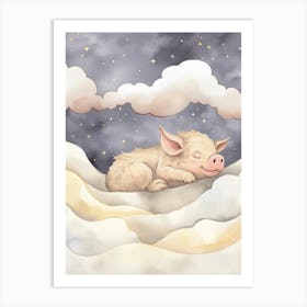 Sleeping Baby Piglet 2 Art Print