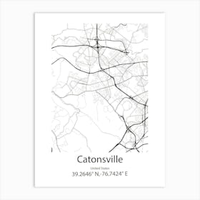 Catonsville,United States Minimalist Map Art Print