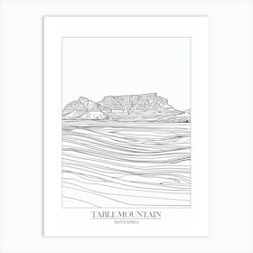 Table Mountain South Africa Line Drawing 6 Poster Art Print