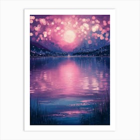 Night Sky Over The Lake Art Print