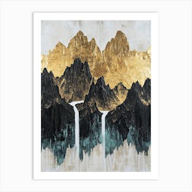 Jura Mountains Golden Peaks - Ethereal Geometry Art Print