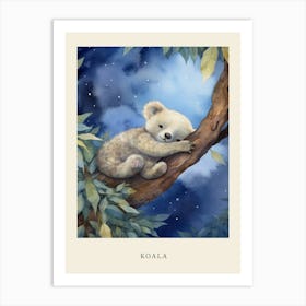 Baby Koala 2 Sleeping In The Clouds Nursery Poster Art Print