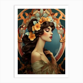 Vintage Art Nouveau Woman 3 Art Print