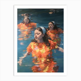 Body Positivity Oil Painting Swimming 1 Art Print