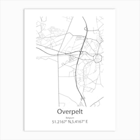 Overpelt,Belgium Minimalist Map Art Print