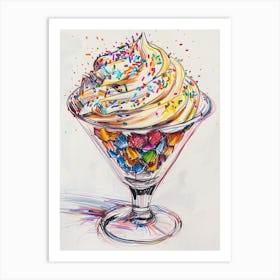 Rainbow Trifle With Sprinkles Mixed Media Painting 3 Art Print
