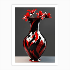 Red And Black Vase Art Print