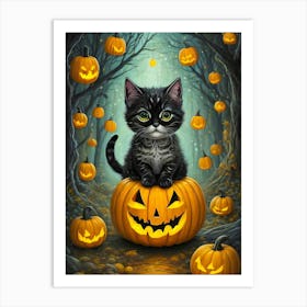 Halloween Cat Art Print