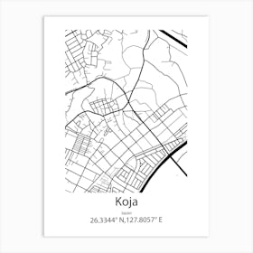 Koja,Japan Minimalist Map Art Print