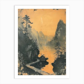 Antique Chinese Landscape Painting Art Print