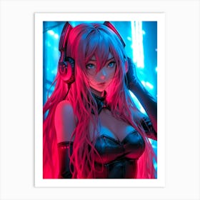 Anime Girl With Headphones 6 Art Print