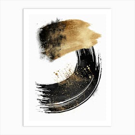 Gold And Black Brush Strokes 49 Art Print