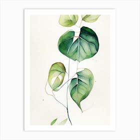 Wild Ginger Leaf Minimalist Watercolour 3 Art Print