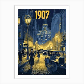 Aihrgdesign A Nostalgic Poster Of A Bustling 1907 City Street 9bb460d9 F8b0 4913 A42e F366e221c3f9 1 Art Print