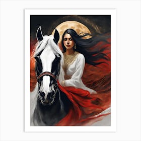 Woman Riding A Horse Art Print