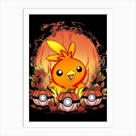 Torchic Spooky Night - Pokemon Halloween Art Print