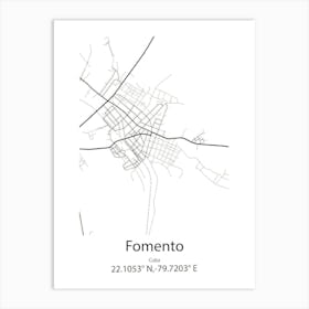 Fomento,Cuba Minimalist Map Art Print