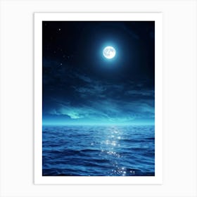 Abstract Dream Astronomy Landscape Celestial Ocean Cloud Halloween Light Moon Full Moon W (33) Art Print