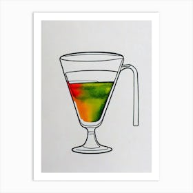 Mexican MCocktail Poster artini Minimal Line Drawing With Watercolour Cocktail Poster Art Print