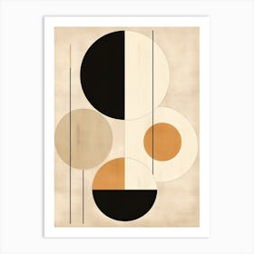 Beige Odyssey: Geometric Bauhaus Circles Art Print