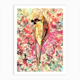 Impressionist Bulltongue Arrowhead Botanical Painting in Blush Pink and Gold n.0022 Art Print