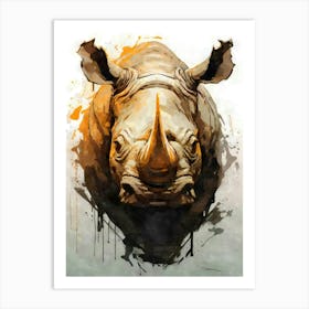 Aesthetic Abstract Watercolor Rhino Art Print