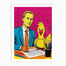 Man And A Chicken Canvas Print Art Print