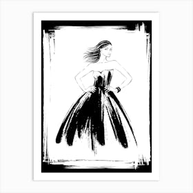 Black Dress Lady Art Print