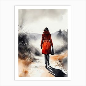 Woman In Red Coat Art Print