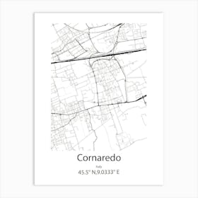 Cornaredo,Italy Minimalist Map Art Print