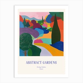 Colourful Gardens Giverny Gardens France 4 Blue Poster Art Print