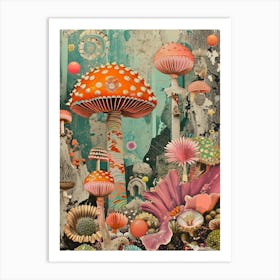 Kitsch Mushroom Collage Art Print