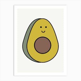 Happy Avocado Illustration Art Print