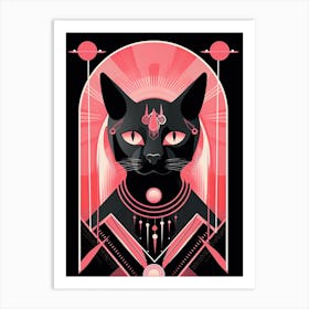 The Empress Tarot Card, Black Cat In Pink 0 Art Print