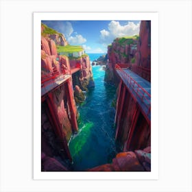 Red Bridge Art Print