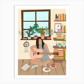 Girl Playing Guitar 1 Art Print