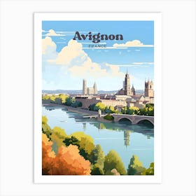 Avignon France Palais des Papes Travel Illustration Art Print
