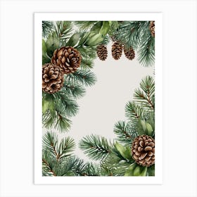 Christmas Wreath With Pinecones Art Print