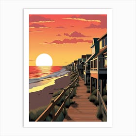 Outer Banks North Carolina, Usa, Flat Illustration 4 Art Print