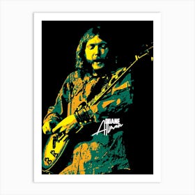 Duane Allman American Musician Legend in Colorful Pop Art Art Print