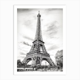 Eiffel Tower Paris Pencil Drawing Sketch 2 Art Print
