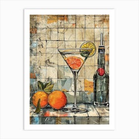 Orange Martini Watercolour Inspired Art Print