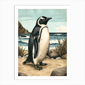 Adlie Penguin Boulders Beach Simons Town Vintage Botanical Painting 3 Art Print