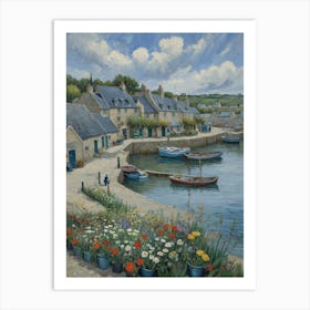 Harbourside Cottages Reflections on the Water Art Print