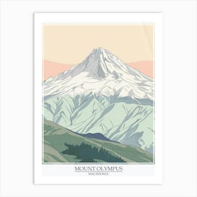 Mount Olympus Macedonia Color Line Drawing 6 Poster Art Print