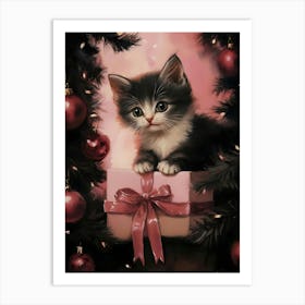 Christmas Kitten 3 Art Print