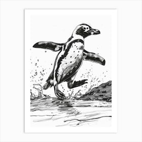 African Penguin Hauling Out Of The Water 2 Art Print